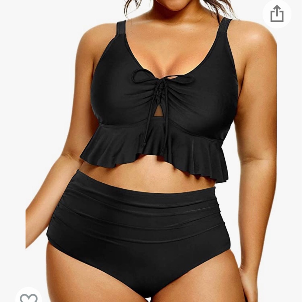 DACI | Ruffle Top Bikini | Black | Size XXL